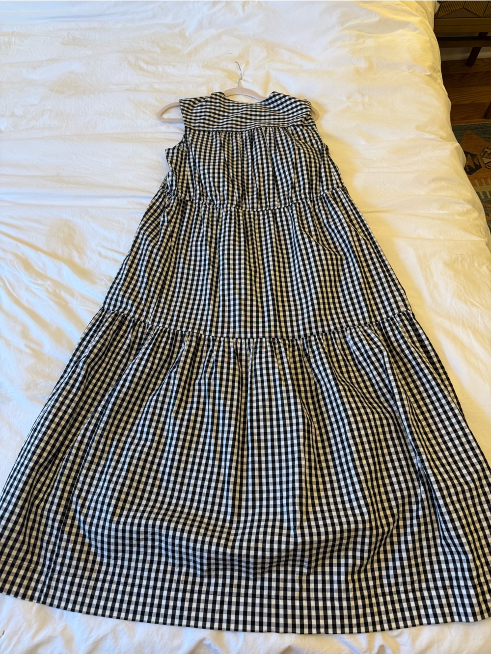 Everlane Black and White Gingham Tiered Midi Dress - Picture 4 of 7